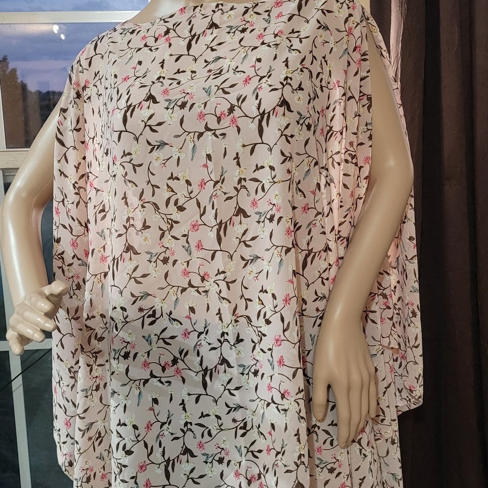 Pale pink sheer cape-sleeve poncho